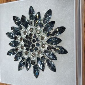 Elegant Navy Blue & Silver Brooch